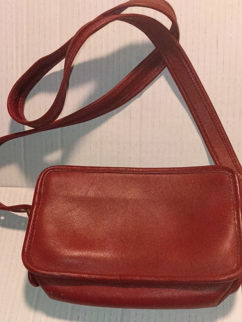 Vintage Coach 9925 Carnival Crossbody Bag Cherry Red Leather